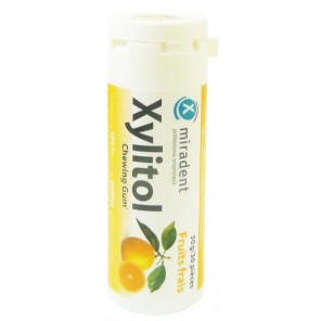 MIRADENT GUM XILITOL MASTICABLE FRUTA FRESCA 30G