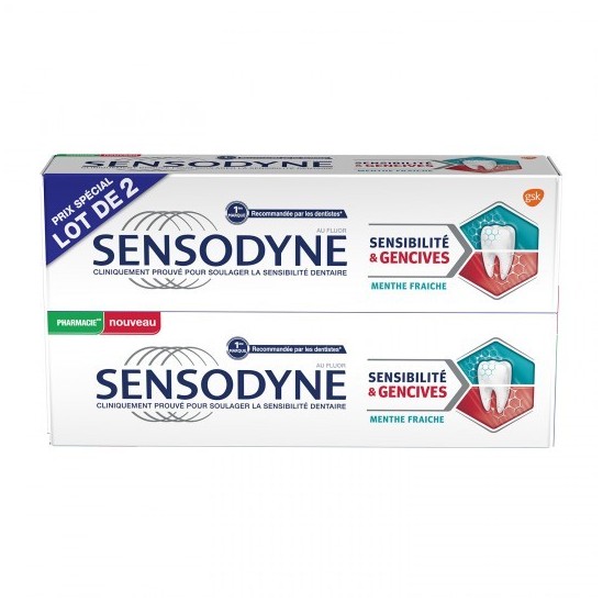 Sensodyne sensibilité&gencives menthe fraîche 2x75ml Sensodyne sensibilité&gencives menthe fraîche 2x75ml