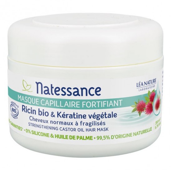Natessance masque capillaire fortifiant ricin bio kératine végétale 200ml Natessance masque capillaire fortifiant ricin bio kératine végétale 200ml
