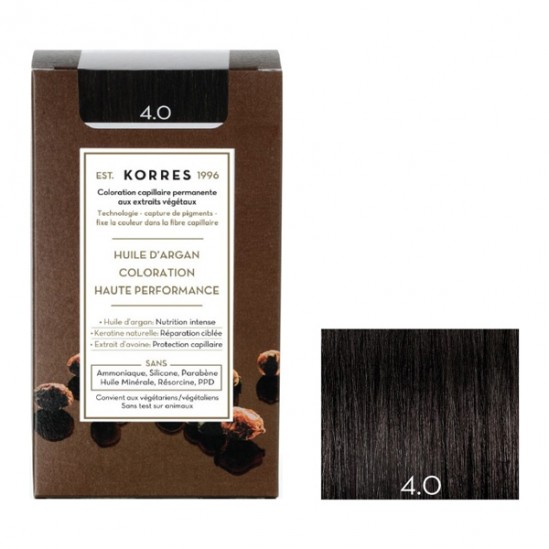 Korres huile d'argan coloration permanente 4.0 châtain