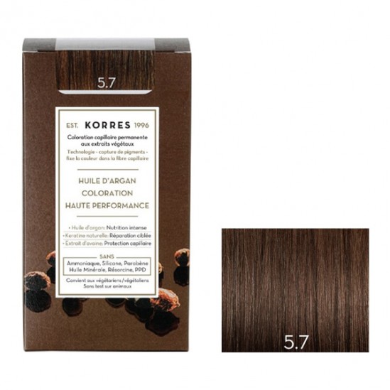 Korres huile d'argan coloration permanente 5.7 châtain clair marron