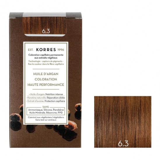 Korres huile d'argan coloration permanente 6.3 blond foncé doré