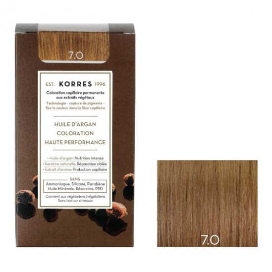 Korres huile d'argan coloration permanente 7.0 blond