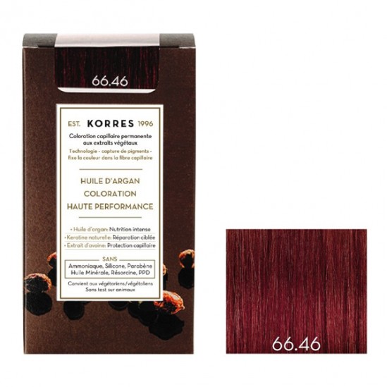 Korres huile d'argan coloration 66.46 rouge burgundy intense Korres huile d'argan coloration 66.46 rouge burgundy intense