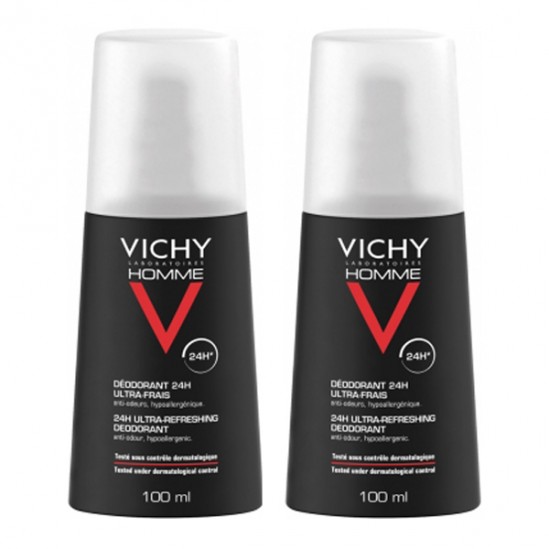 Vichy homme déodorant ultra frais vaporisateur 100ml x2 Vichy homme déodorant ultra frais vaporisateur 100ml x2