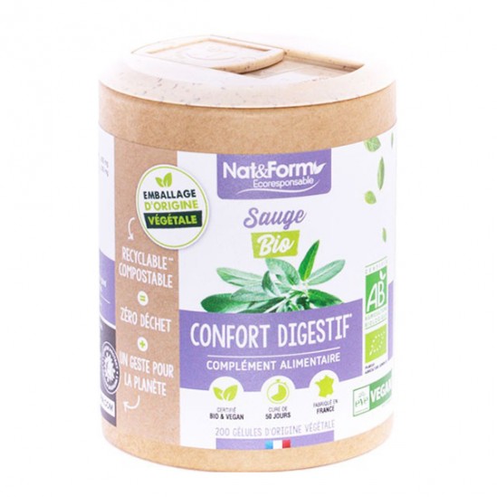 Nat&form sauge bio écoresponsable 200 gélules