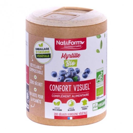 Nat&form myrtille bio confort visuel écoresponsable 200 gélules