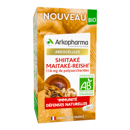 Arkopharma arkogélules shiitaké maitaké reishi bio 40 gélules