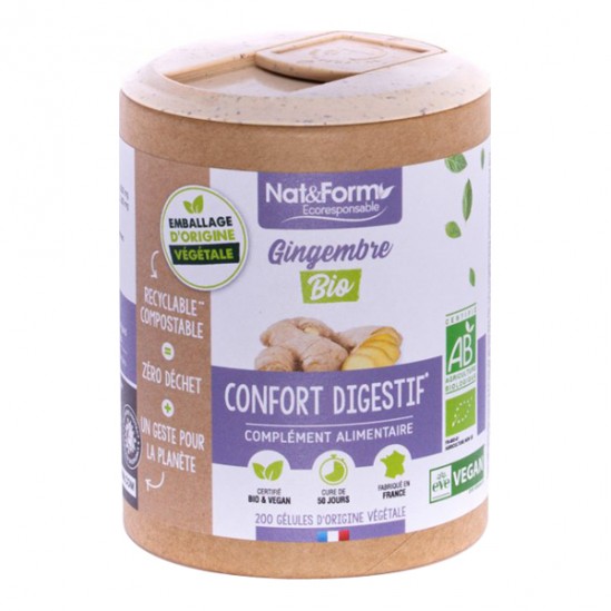 Nat&form gingembre bio écoresponsable 200 gélules