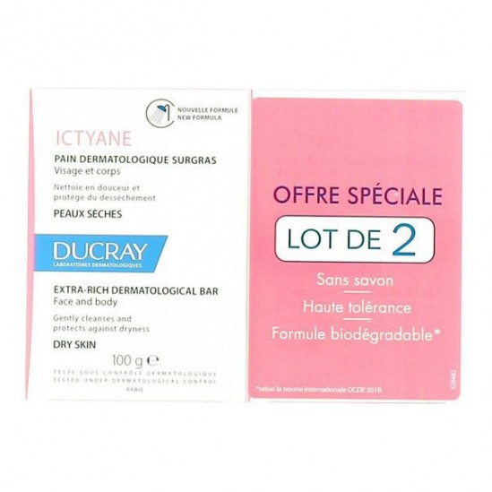 Ducray ictyane pain dermatologique 2x100g