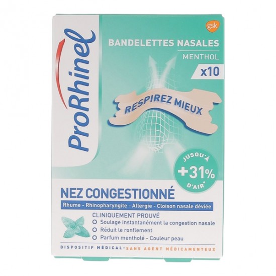 Prorhinel Bandelettes nasales menthol x10 Prorhinel Bandelettes nasales menthol x10