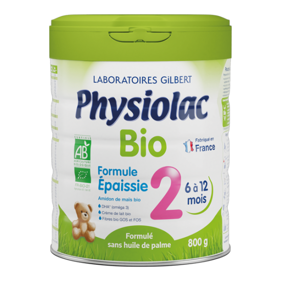 Physiolac Formule Epaisse 2 Bio De 6 à 12 mois 800g