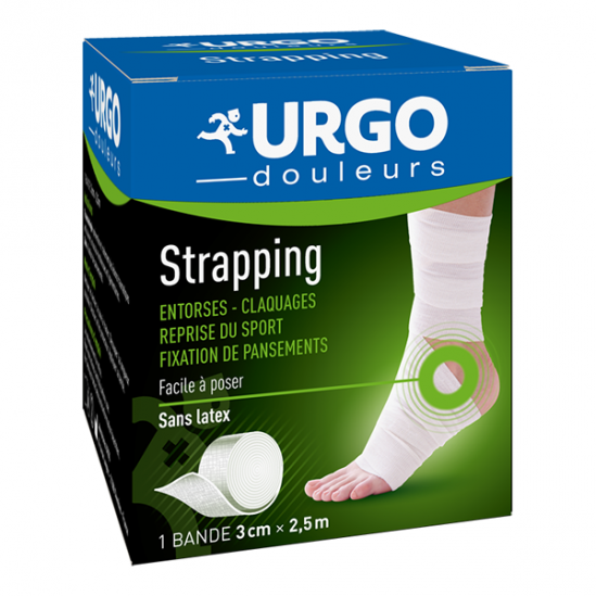 Urgo Strapping bande élastique tissée 3cmx2,5m Urgo Strapping bande élastique tissée 3cmx2,5m