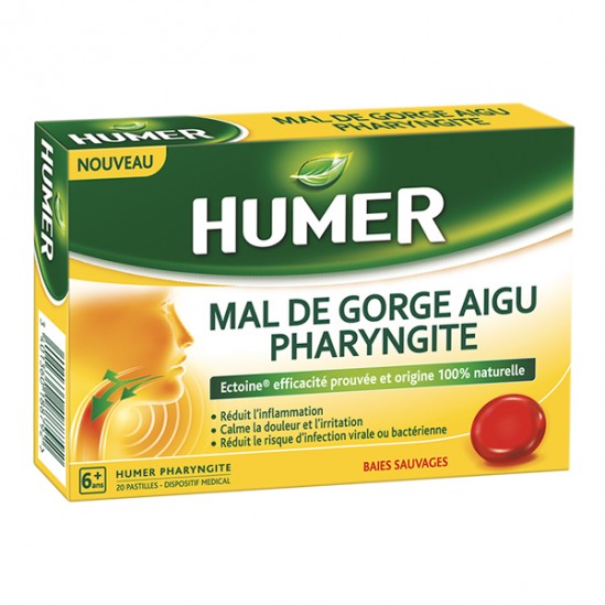 Humer pharyngite mal de gorge aigu fruits rouges 20 pastilles