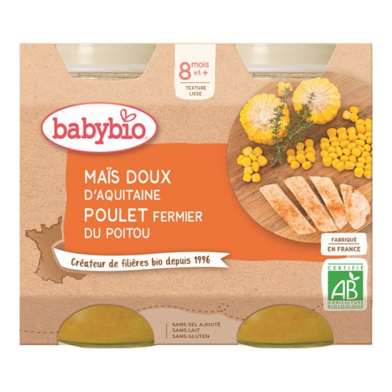Babybio maïs doux poulet dès 8 mois 2x200g