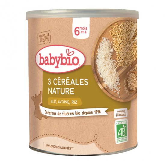 Babybio 3 céréales nature 6 mois et + 220g