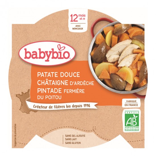 Babybio patate douce de notre ferme châtaigne d'Ardèche pintade 230g