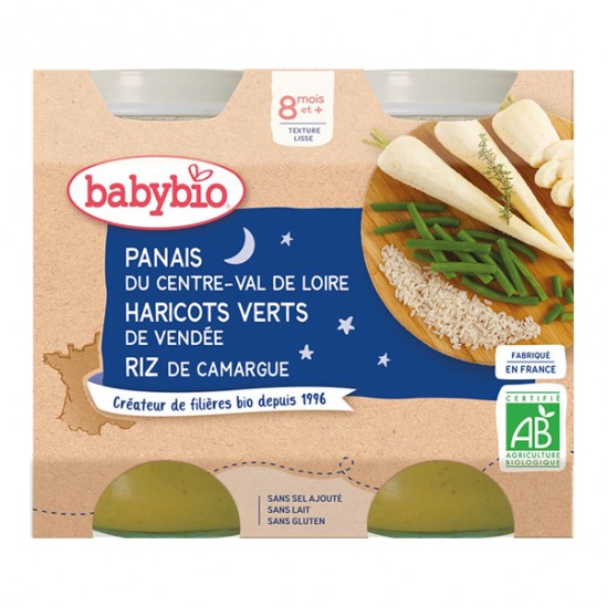 Babybio panais & haricot verts & riz dès 8 mois 2x200g