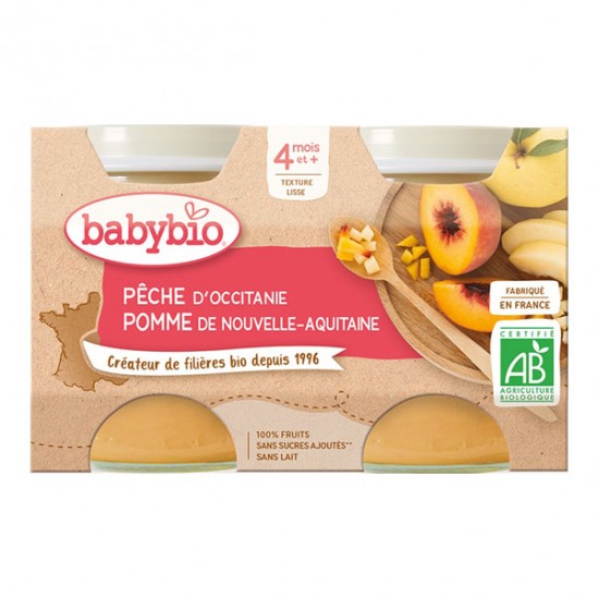 Babybio pêche pomme dès 4 mois 2x130g