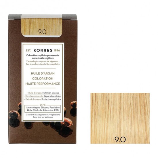 Korres kit coloration permanente huile d'argan blond très clair 9.0