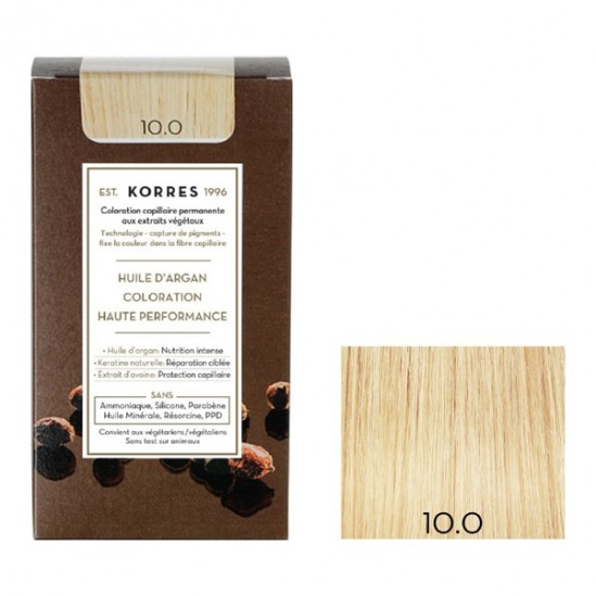 Korres kit coloration permanente huile d'argan blond platine 10.0