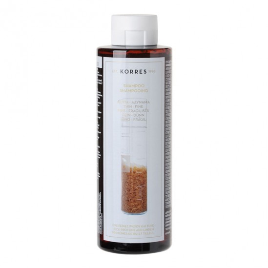 Korres shampooing volumateur protéines de riz & tilleul 250ml
