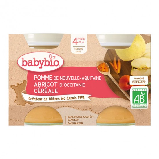 Babybio pomme abricot céréale dès 4 mois 2x130g