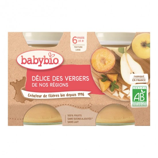 Babybio délice des vergers dès 6 mois 2x130g