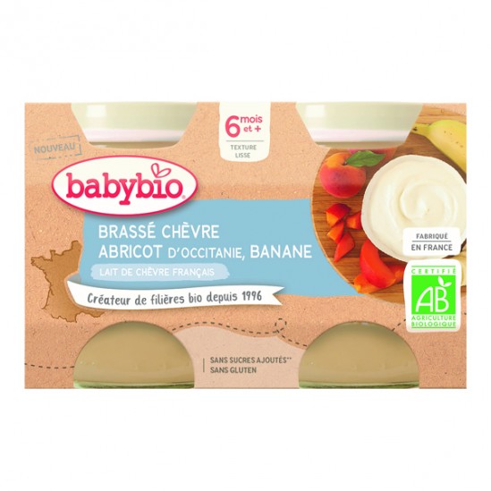 Babybio brassé chèvre abricot banane dès 6 mois 2x130g