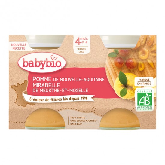 Babybio pomme mirabelle dès 4 mois 2x130g