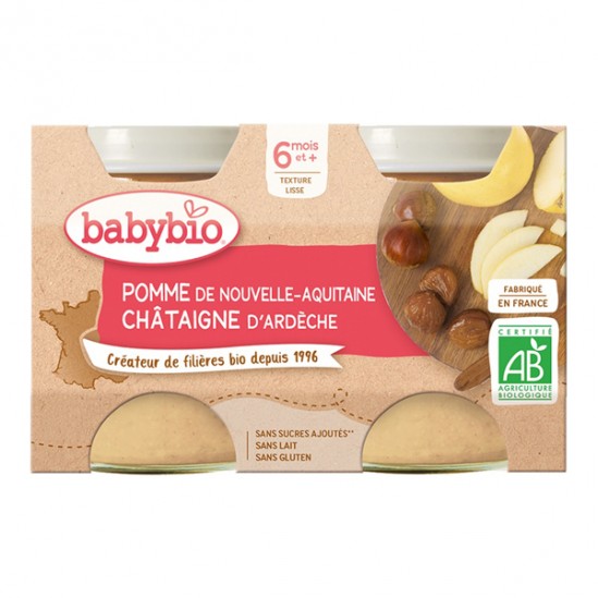 Babybio pomme châtaigne dès 6 mois 2x130g