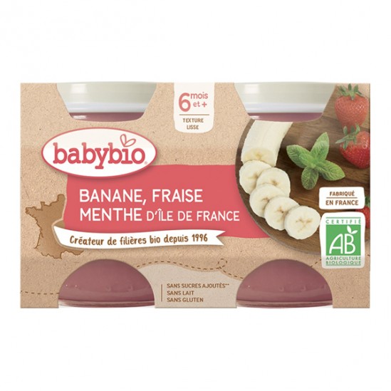 Babybio banane fraise menthe dès 6 mois 2x130g
