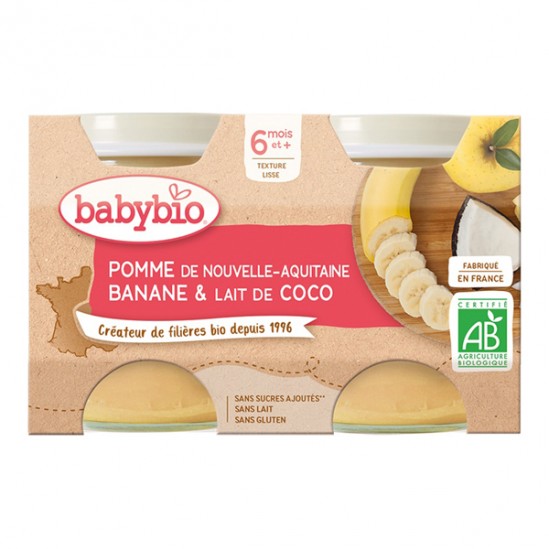 Babybio pomme banane & lait de coco dès 6 mois 2x130g