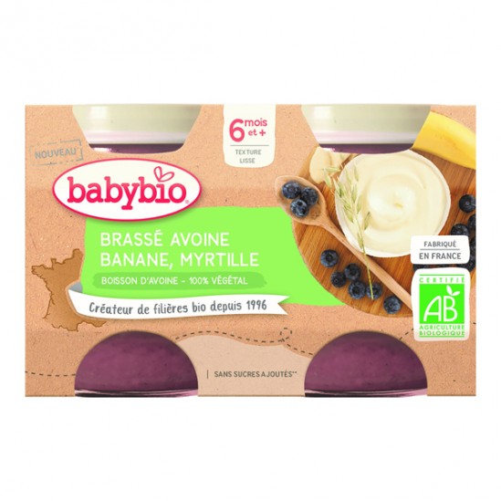 Babybio brassé avoine banane myrtille dès 6 mois 2x130g