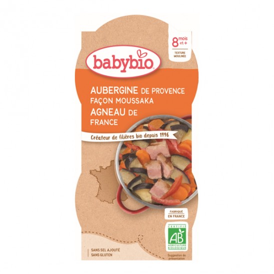 Babybio aubergine façon Moussaka agneau dès 8 mois 2x200g