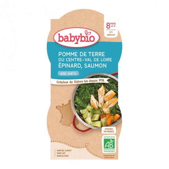 Babybio pomme de terre épinard saumon dès 8 mois 2x200g