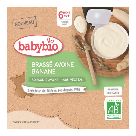 Babybio brassé avoine banane dès 6 mois 4 gourdes x 85g
