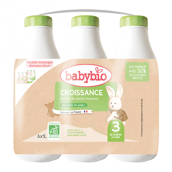 Babybio croissance lait de vache dès 10 mois 6 x 1L