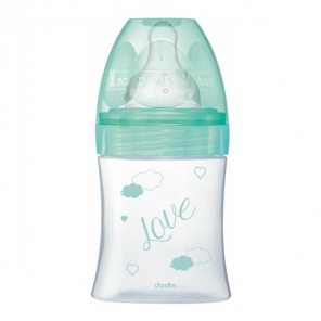 Dodie initiation+ biberon tétine 3vitesses débit 1 vert oiseaux 150ml