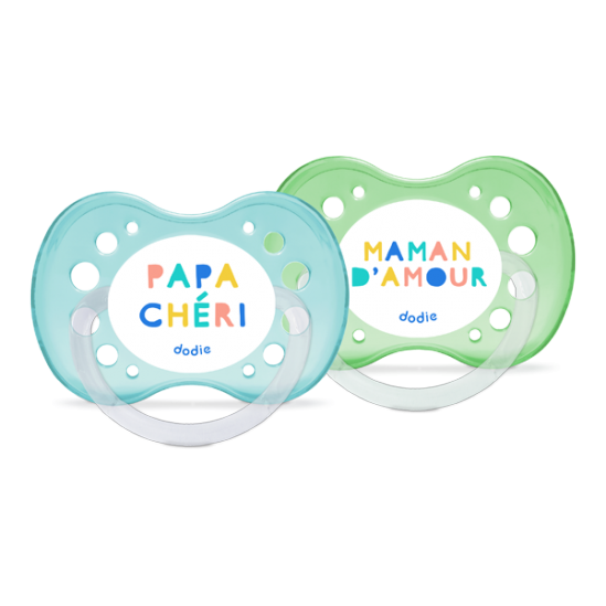 Dodie sucette duo fan papa/maman n°A44 silicone de plus de 18 mois