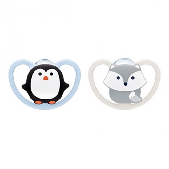 Nuk space sucette en silicone lot de 2 0-6 mois garçon