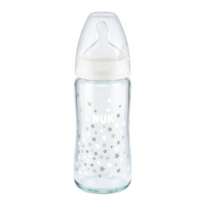 Nuk fc + tc biberon silicone verre 0-6 mois mixte 240ml