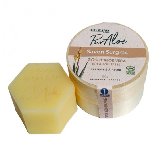Pur Aloé savon saponifié à froid 20% aloé vera natif 90g