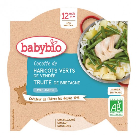 Babybio cocotte de haricots verts truite avec aneth 230g