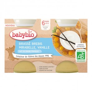 Babybio desserts brassé brebis mirabelle vanille 2x130g