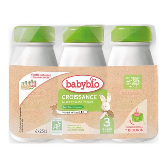 Babybio croissance au lait de vache français 6 bouteilles de 25cl