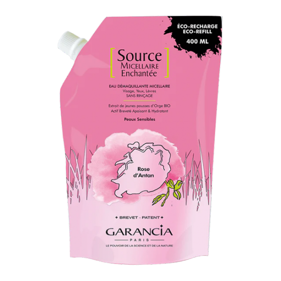 Garancia source enchantée eau démaquillante rose d'antan 400ml