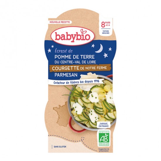Babybio écrasé de pomme de terre, courgette & parmesan bols de 2x200g Babybio écrasé de pomme de terre, courgette & parmesan bols de 2x200g