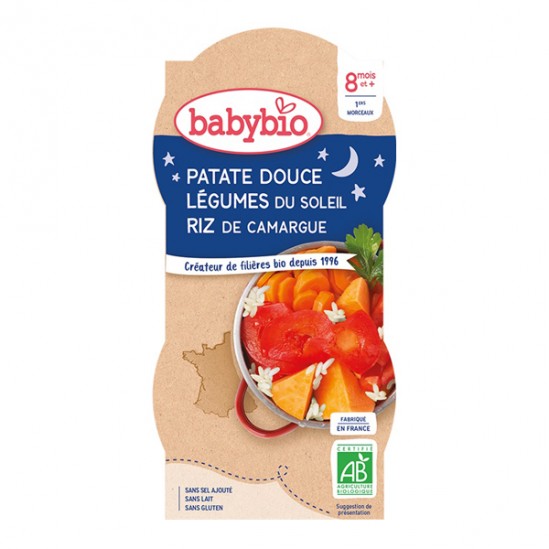 Babybio patate douce légumes du soleil & riz bols de 2x200g