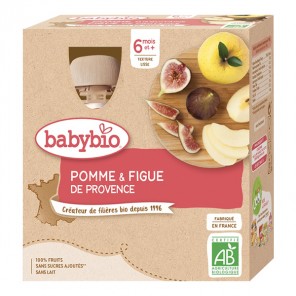 Babybio gourde pomme & figue 6 mois et+ lot de 4x90g